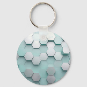 Pastel Mint Zeshoekige 3D Mozaïek Sleutelhanger