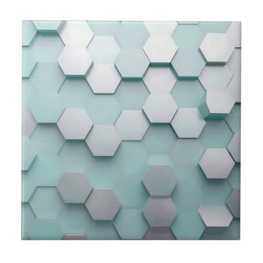 Pastel Mint Zeshoekige 3D Mozaïek Tegeltje (Voorkant)