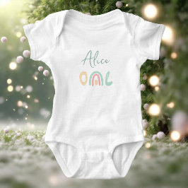 Pastel mintgroene gele regenboog 1e verjaardagsfee romper