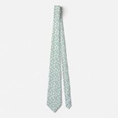 Pastel Mintgroene Witte Bloemen Huwelijks Stropdas (Voorkant)