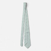 Pastel Mintgroene Witte Bloemen Huwelijks Stropdas (Achterkant)