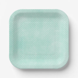Pastel Mintige Blauwe Turquoise Kleine Stippen Papieren Bordje