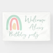 Pastel minty regenbow Baby 1st Birthday Party Spandoek (Horizontaal)