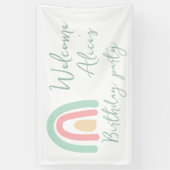 Pastel minty regenbow Baby 1st Birthday Party Spandoek (Verticaal)
