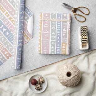 Pastel Modderdoek Geometrische Streep Cadeaupapier