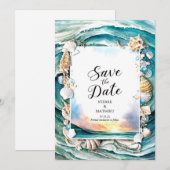 Pastel Modern Beach Bruiloft Save The Date (Voorkant / Achterkant)