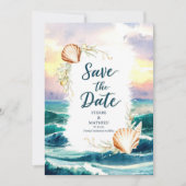 Pastel Modern Beach Bruiloft Save The Date (Voorkant)