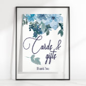 Pastel Modern Blue Rozen Floral Kaart & Gifts Sign Poster
