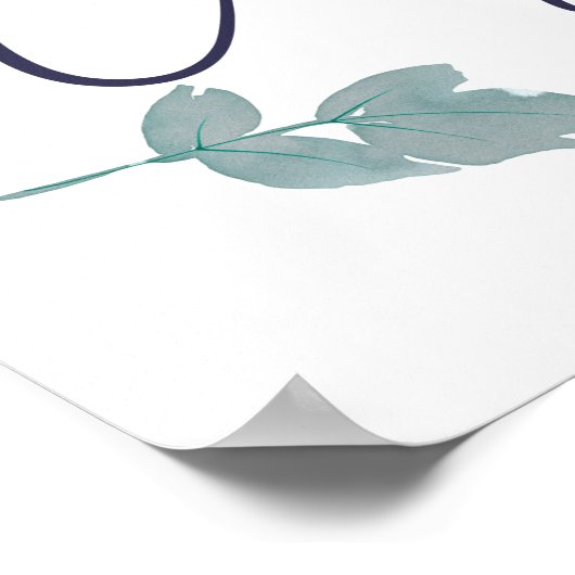 Pastel Modern Blue Rozen Floral Kaart & Gifts Sign Poster (Hoek)