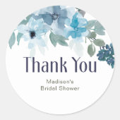 Pastel Modern Blue Rozen Wedding Ronde Sticker (Voorkant)