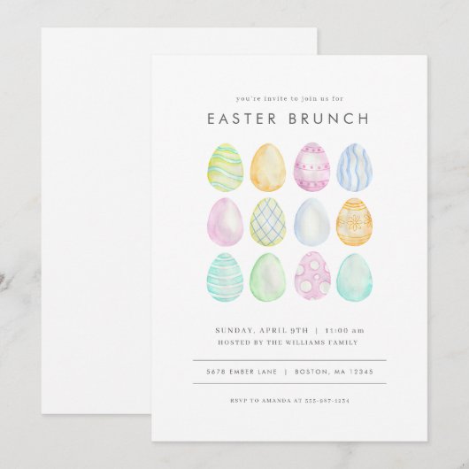 Pastel Modern Easter Brunch Invitation Easter Egg Kaart (Voorkant / Achterkant)
