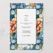 Pastel Modern Floral Wedding Invitation Kaart (Voorkant)