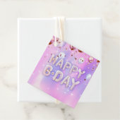 Pastel Modern Glam Trendy Balloons Happy Birthday Bedankjes Labels (In situ)