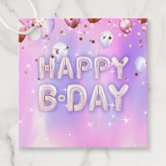 Pastel Modern Glam Trendy Balloons Happy Birthday Bedankjes Labels (Voorkant)