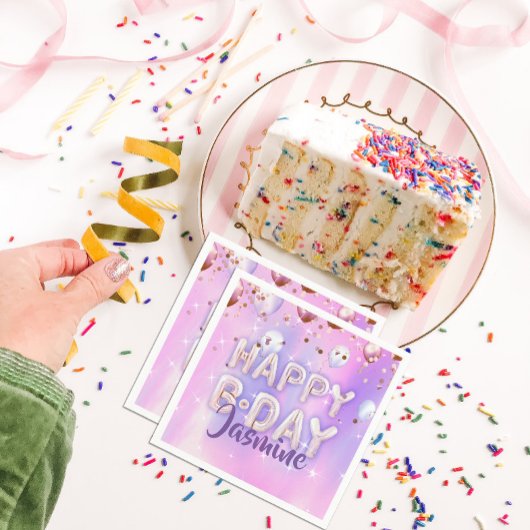 Pastel Modern Glam Trendy Balloons Happy Birthday Servet