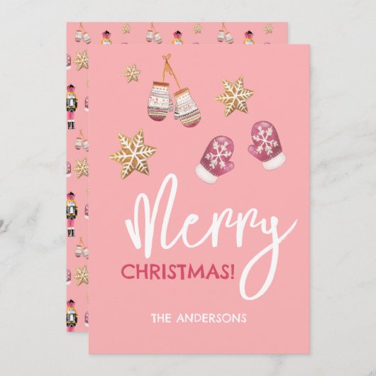 Pastel Modern kerstpatroon Feestdagenkaart (Voorkant / Achterkant)