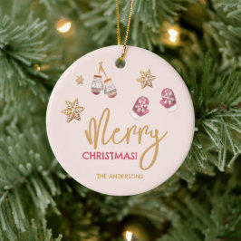 Pastel Modern kerstpatroon Keramisch Ornament
