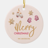 Pastel Modern kerstpatroon Keramisch Ornament (Voorkant)