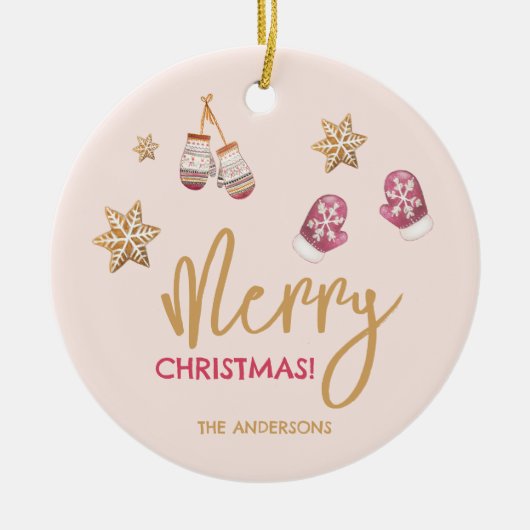 Pastel Modern kerstpatroon Keramisch Ornament (Voorkant)