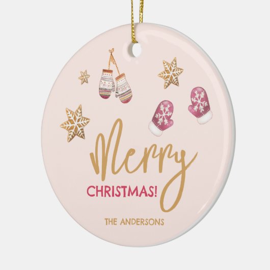 Pastel Modern kerstpatroon Keramisch Ornament (Links)