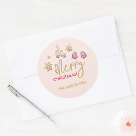 Pastel Modern kerstpatroon Ronde Sticker