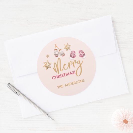 Pastel Modern kerstpatroon Ronde Sticker (Envelop)
