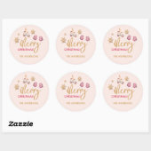 Pastel Modern kerstpatroon Ronde Sticker (Vel)