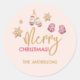 Pastel Modern kerstpatroon Ronde Sticker