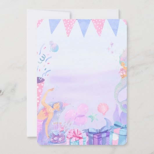 Pastel Modern Mermaid Birthday Kaart (Achterkant)