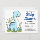 Pastel Modern Online Dinosaur Boy Baby shower Kaart (Voorkant)