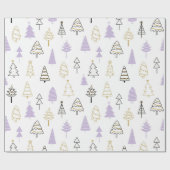 Pastel Modern Pine Trees kerstpapier Cadeaupapier (Vlak)