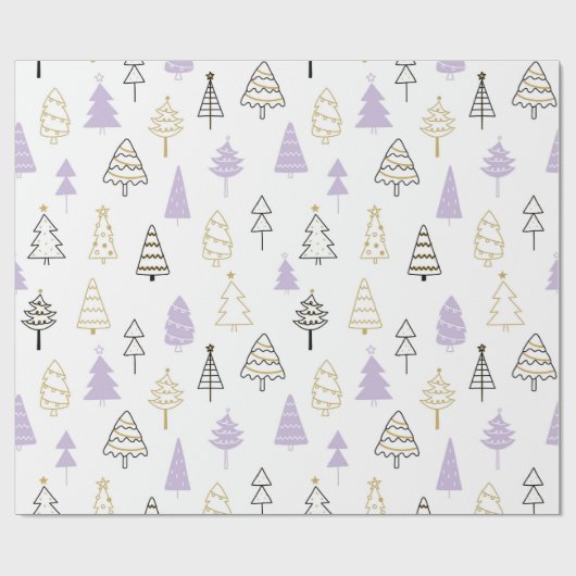 Pastel Modern Pine Trees kerstpapier Cadeaupapier (Vlak)