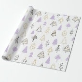Pastel Modern Pine Trees kerstpapier Cadeaupapier (Uitgerold)