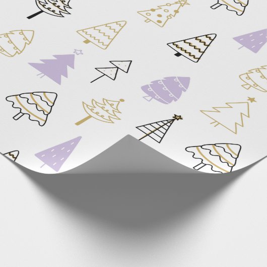 Pastel Modern Pine Trees kerstpapier Cadeaupapier (Hoek)
