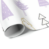 Pastel Modern Pine Trees kerstpapier Cadeaupapier (Rol Hoek)
