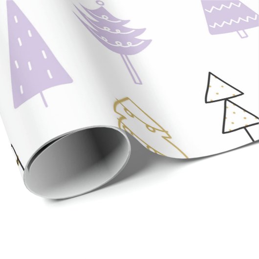 Pastel Modern Pine Trees kerstpapier Cadeaupapier (Rol Hoek)