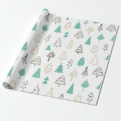 Pastel Modern Pine Trees kerstpapier Cadeaupapier (Uitgerold)