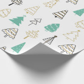 Pastel Modern Pine Trees kerstpapier Cadeaupapier (Hoek)
