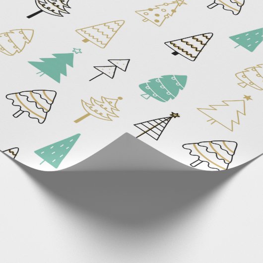 Pastel Modern Pine Trees kerstpapier Cadeaupapier (Hoek)
