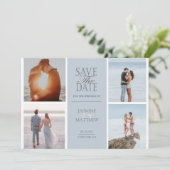 Pastel Modern Vier Foto slaat de Date Kaart op (Staand voorkant)
