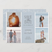 Pastel Modern Vier Foto slaat de Date Kaart op (Voorkant / Achterkant)