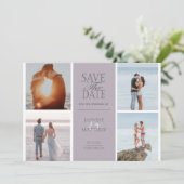 Pastel Modern Vier Foto slaat de Date Kaart op (Staand voorkant)