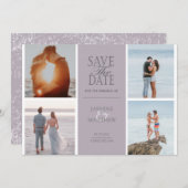 Pastel Modern Vier Foto slaat de Date Kaart op (Voorkant / Achterkant)