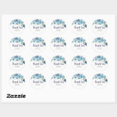 Pastel Moderne Blauwe Rozen Bruiloft Ronde Sticker (Vel)