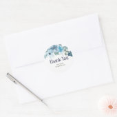 Pastel Moderne Blauwe Rozen Bruiloft Ronde Sticker (Envelop)