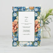 Pastel moderne bloemen bruiloftsinvatie kaart (Staand voorkant)