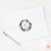 Pastel Moderne Bloemige Bruiloft Ronde Sticker (Envelop)