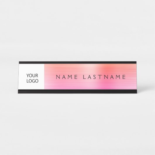 Pastel Moderne Custom Logo Executive Professional Bureau Naambordje (Voorkant)