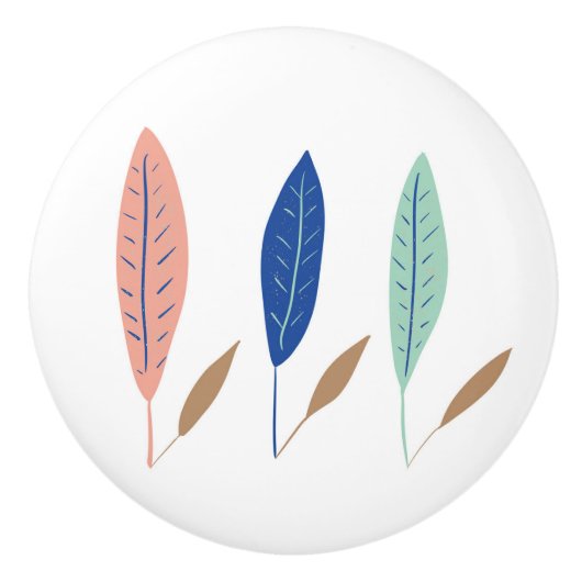 Pastel moderne eenvoudige minimalistische bladeren keramische knop (Voorkant)