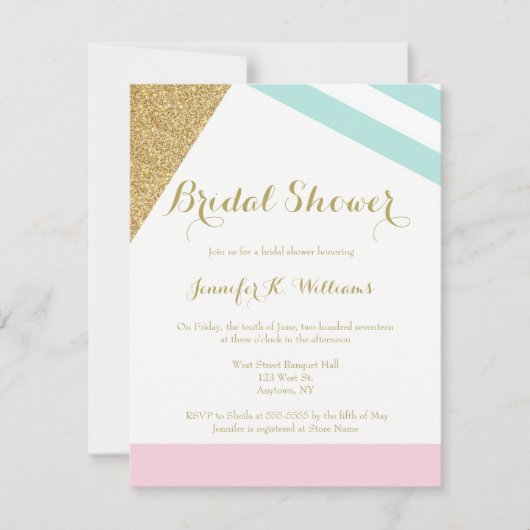 Pastel moderne geometrische bruidsdoucheuitnodigin kaart (Voorkant)